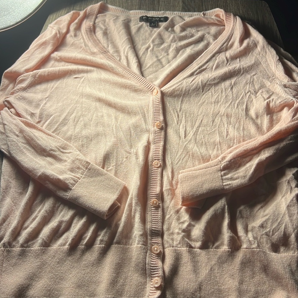 Banana Republic Women’s Button Close 3/4  Sleeve Cardigan Color Pink Size Large